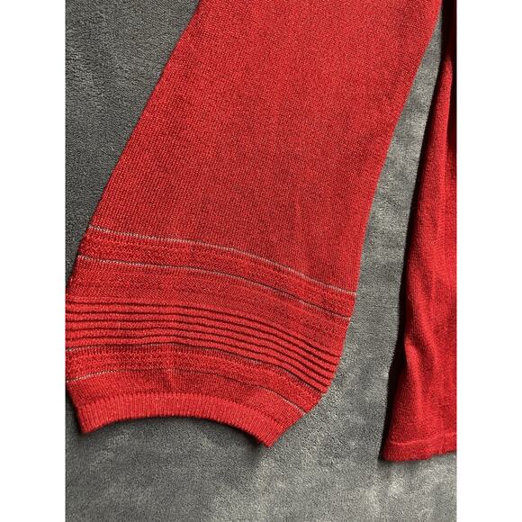 Liz Claiborne Sweater Woman’s L Red Sparkle Metallic Glam Christmas Holiday - Picture 7 of 8